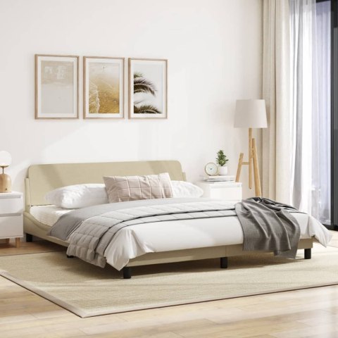 Rama łóżka z zagłówkiem, kremowa, 180x200 cm, obita tkaniną