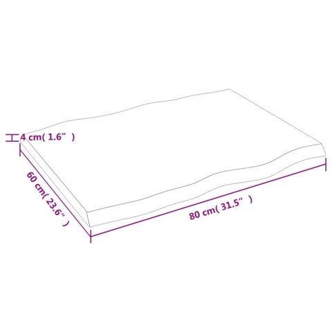 Blat, ciemnobrązowy 80x60x(2-4) cm drewno z naturalną krawędzią