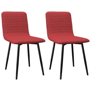 Krzesła jadalniane, 2 szt., czerwone wino, tapicerowane tkaniną