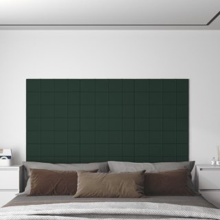 Panele ścienne, 12 szt, ciemnozielone, 60x15 cm, tkanina 1,08m²