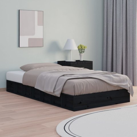 Rama łóżka, czarna, 120x190 cm, lite drewno