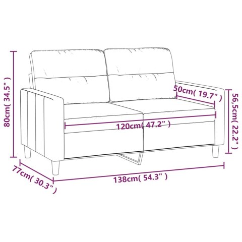 Sofa 2-osobowa, brązowa, 120 cm, tapicerowana tkaniną