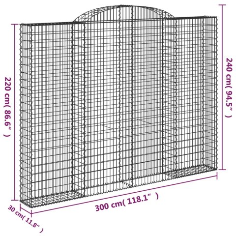 Kosze gabionowe, 5 szt, 300x30x220/240 cm, galwanizowane żelazo