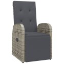 Rozkładane krzesło ogrodowe z poduszkami, szary polirattan