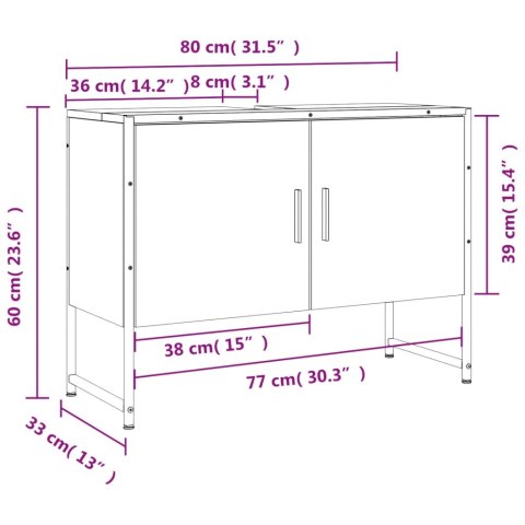 Szafka pod umywalkę przydymiony dąb, 80x33x60 cm