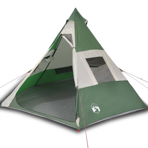 Namiot kempingowy, 7-os., zielony, 350x350x280 cm, tafta 185T