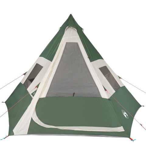Namiot kempingowy, 7-os., zielony, 350x350x280 cm, tafta 185T