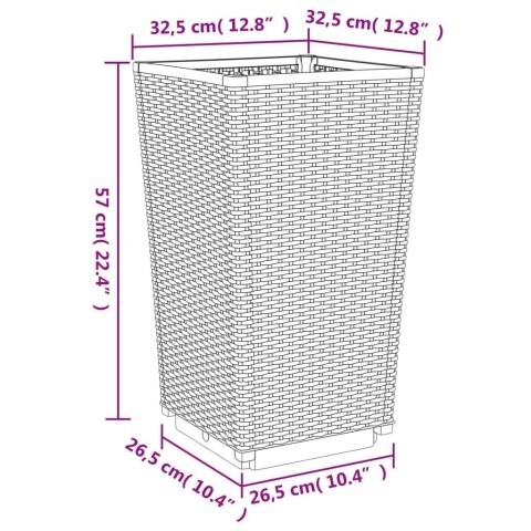 Donice ogrodowe, 2 szt., białe, 32,5x32,5x57, PP