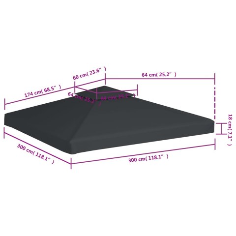 Zadaszenie altany ogrodowej, 310 g/m², ciemnoszary, 3x3 m