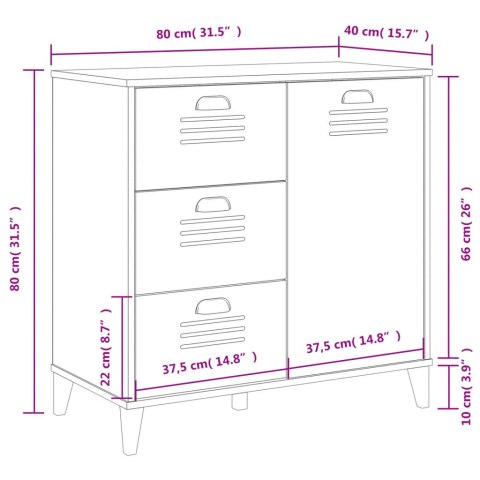 Szafka VIKEN, antracytowa, 80x40x80 cm, lite drewno sosnowe