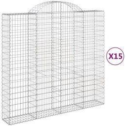 Kosze gabionowe, 15 szt, 200x50x180/200cm, galwanizowane żelazo