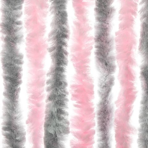 Zasłona przeciwko owadom, srebrno-różowa, 100x200 cm, szenilowa